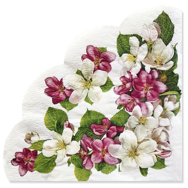 Салфетки бумажные Яблоневый цветок, 3 слоя, 12 шт, 32 см