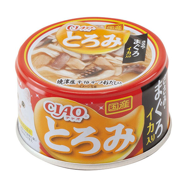 Влажный корм для кошек Inaba Ciao Toromi Куриное филе тунец магуро и кальмар в бульоне 80г