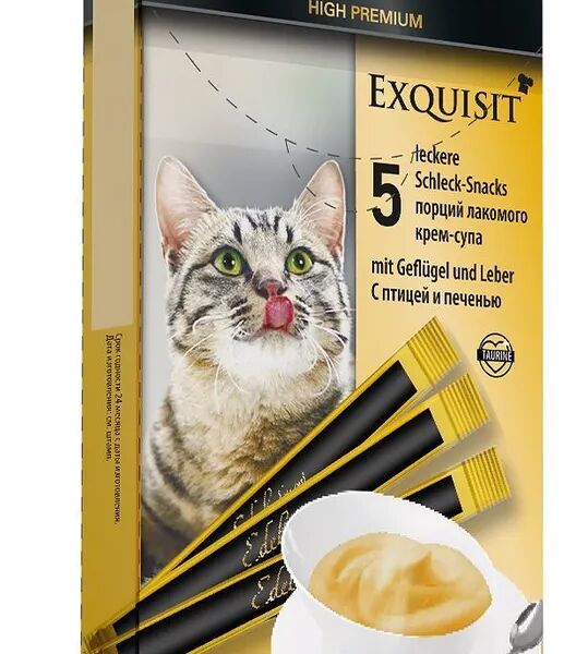EDEL for CAT Лакомство для кошек крем-суп с птицей и печенью 5х15г