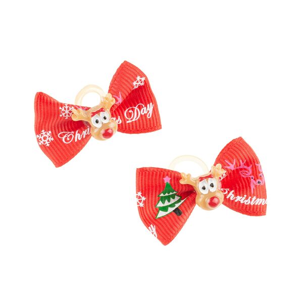 Бантик красный с оленем 2шт