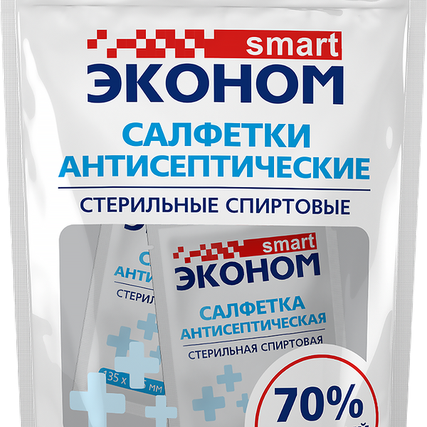 Салфетки ЭКОНОМ SMART антисептические спиртовые, 12 шт.