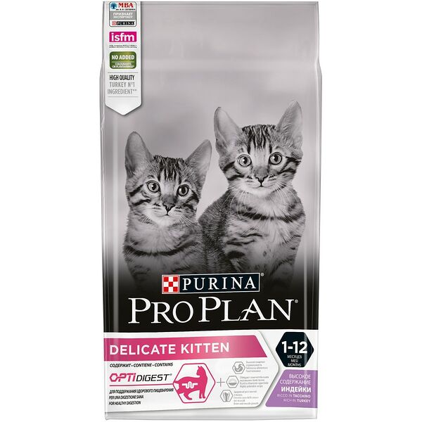 Сухой корм PRO PLAN® Kitten DELICATE DIGESTION для котят с чувствительным пищеварением, с высоким содержанием индейки 400 г