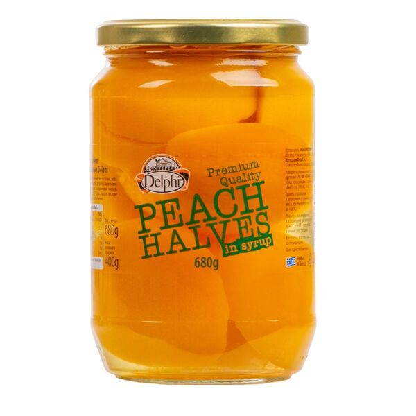 Персики Delphi половинки отборные в сиропе 680 г