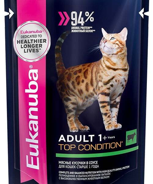 Eukanuba Cat пауч для взрослых кошек (кусочки в соусе) Кролик