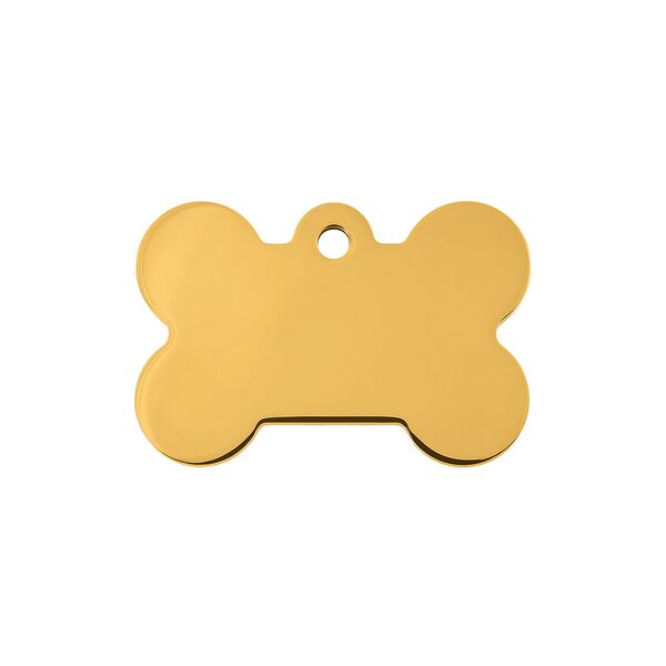 Адресник для кошек и собак Косточка большая, 3,8x2,5 см, золотая