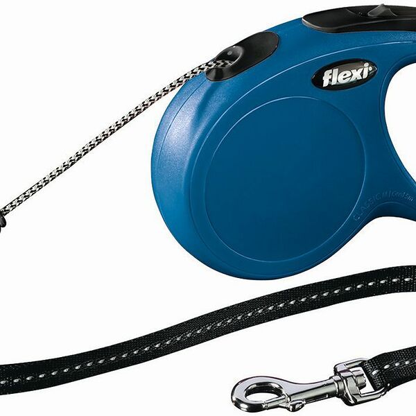 Рулетка Flexi New Classic для собак до 20 кг 8 м трос M Синяя