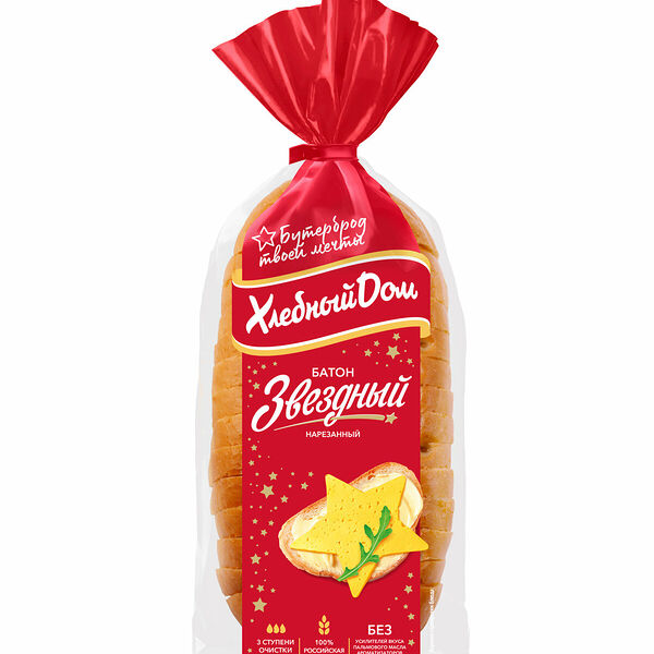 Батон Хлебный дом Звездный нарезанный
