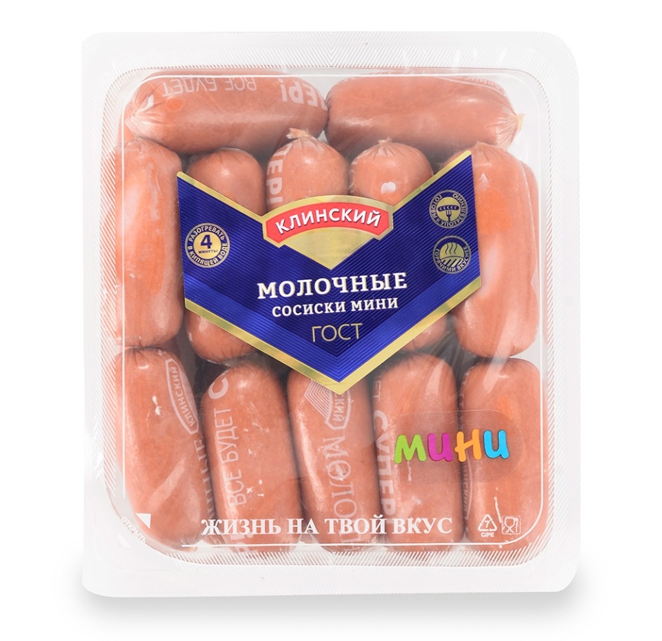 

Сосиски Молочные Клинский мясокомбинат мини Клинский мясокомбинат 495г. Россия