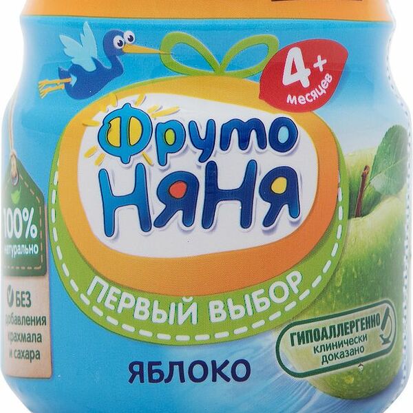 Пюре ФрутоНяня яблочное с 4 месяцев, 100г