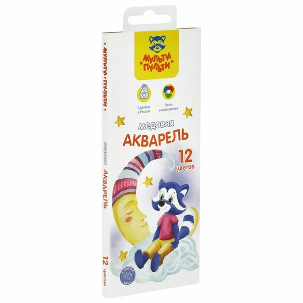 Краски Мульти-Пульти Енот в сказке акварельные медовые полусухие 12 цветов