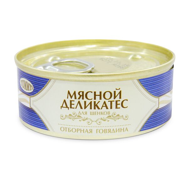 Мясной Деликатес консервы для щенков, с натуральной говядиной в желе