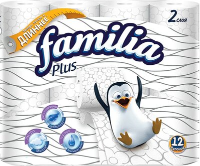 Туалетная бумага Familia Плюс (Plus) 2 слоя 12 рулонов дизайн в ассортименте