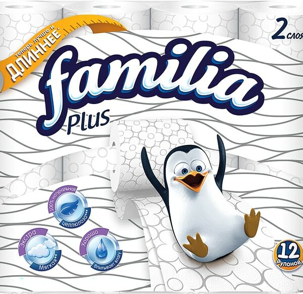 Туалетная бумага Familia Plus 12 рулонов 2 слоя