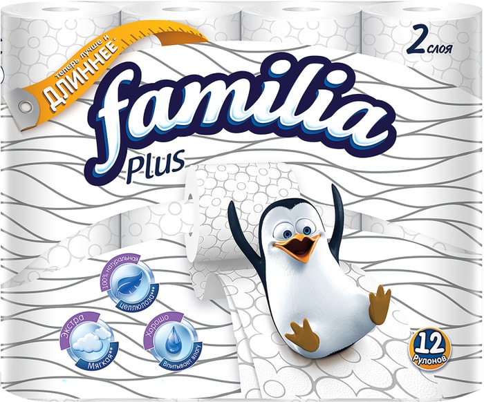 

Туалетная бумага Familia Plus 2 слоя 12 рулонов в ассортименте