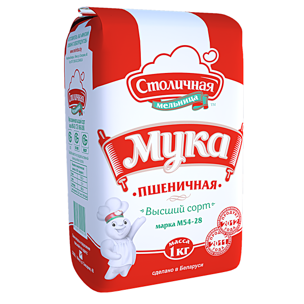 Мука пшеничная в/с МКХП М54-28 бум/пак вес 1кг