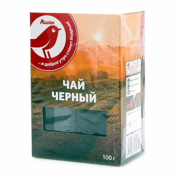 Чай черный АШАН Красная птица листовой, 100г