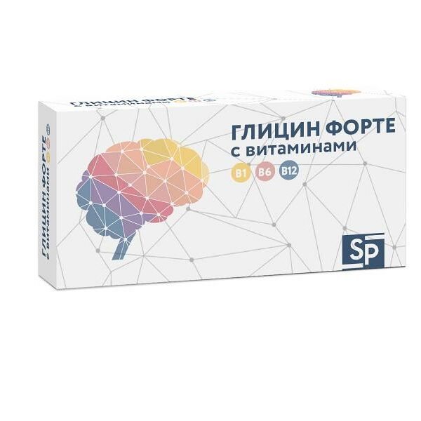 Глицин форте с витаминами В1, В6, В12 таблетки №30