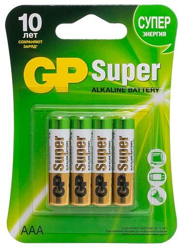 Батарейка gp супер алкалин 24 а ааa 4 шт