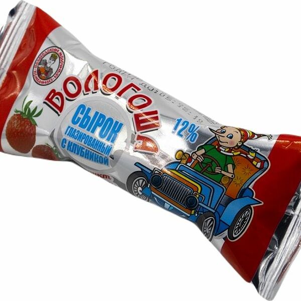 Сырок глазированный Вологоша Клубника с фруктово-ягодным наполнителем 12% 30г