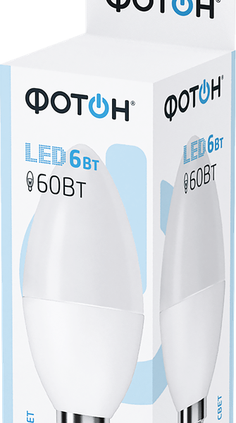 Лампа светодиодная ФОТОН Свеча E14 6Вт холодный 