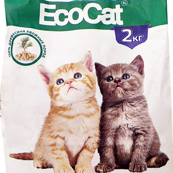 Наполнитель для кошачьего туалета EcoCat древесный 2кг