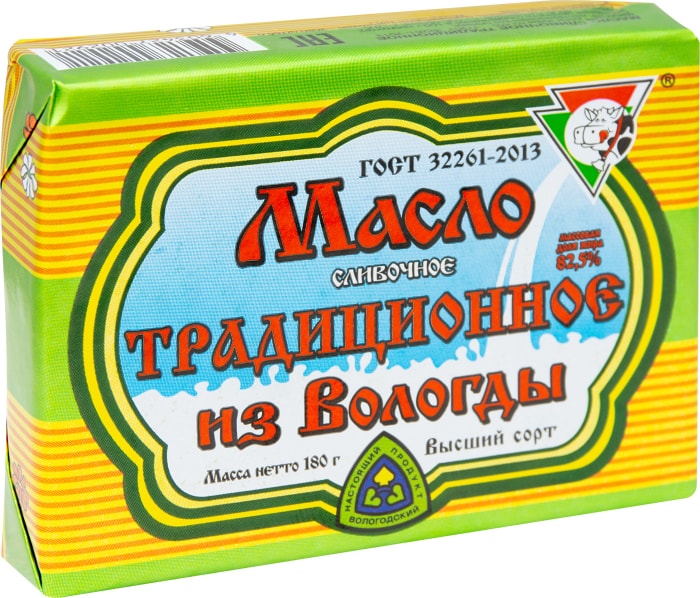 

Масло сливочное из Вологды Традиционное 82.5% 180 г