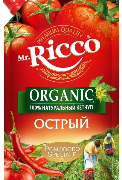 Кетчуп Mr. Ricco Organic Острый с перцем чили и чесноком