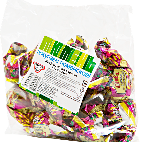 Конфеты КВАРТЕТ Слива с орехом в шоколаде