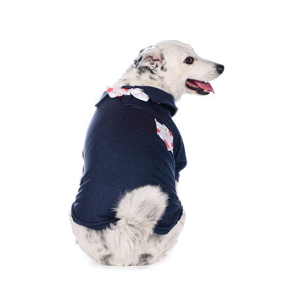 Футболка с бантом для собак 30см M синий (унисекс)