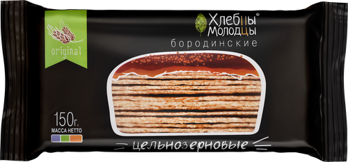

Хлебцы цельнозерновые Хлебцы Молодцы Бородинские 150 г