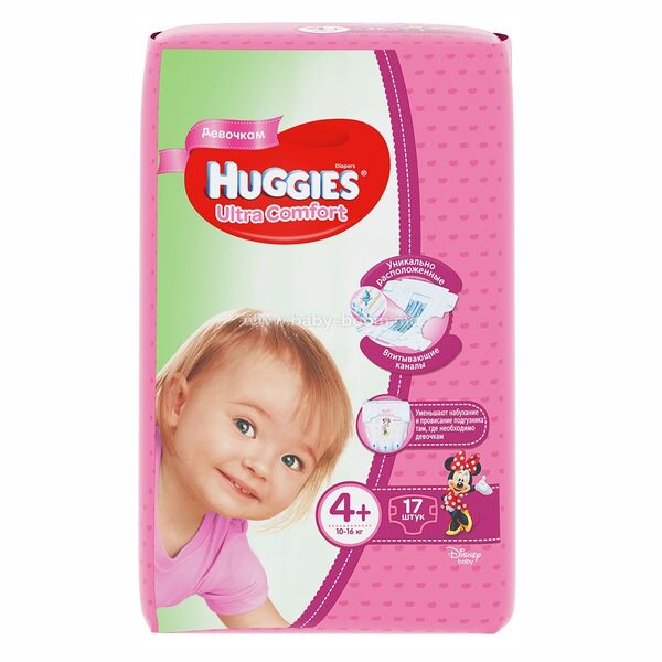 Huggies подгузники Ultra Comfort 4+ (10-16 кг) для девочек № 17 шт
