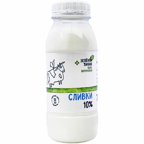 Сливки питьевые пастеризованные 10% Зелёная Линия