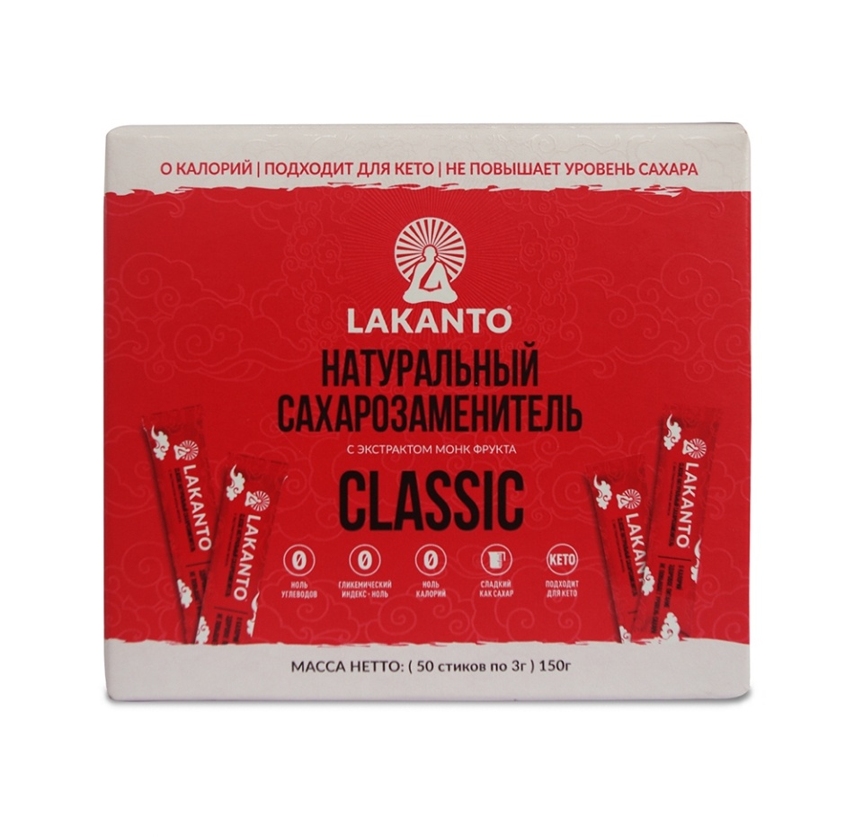 

Заменитель сахара Lakanto Classic 150г 50 стиков, Россия