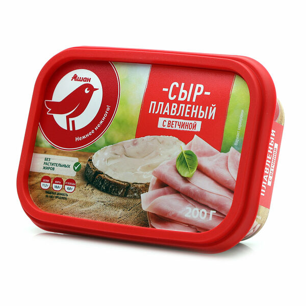 Сыр плавленый АШАН Красная птица с ветчиной 50%