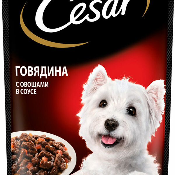 Влажный корм для собак Cesar с говядиной и овощами в соусе