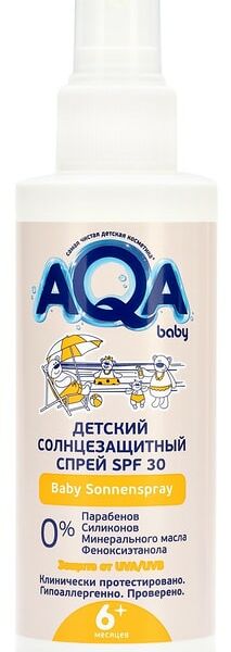 Спрей солнцезащитный Aqa baby SPF30 детский 150мл
