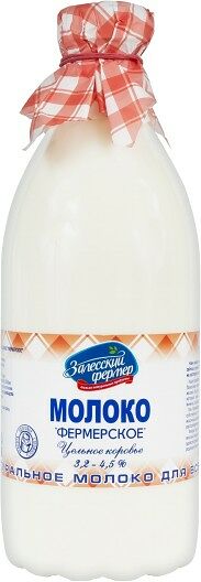 Молоко фермерское пастеризованное жир. 3.2-4.5% пл/бут залесский фермер, 1.4л