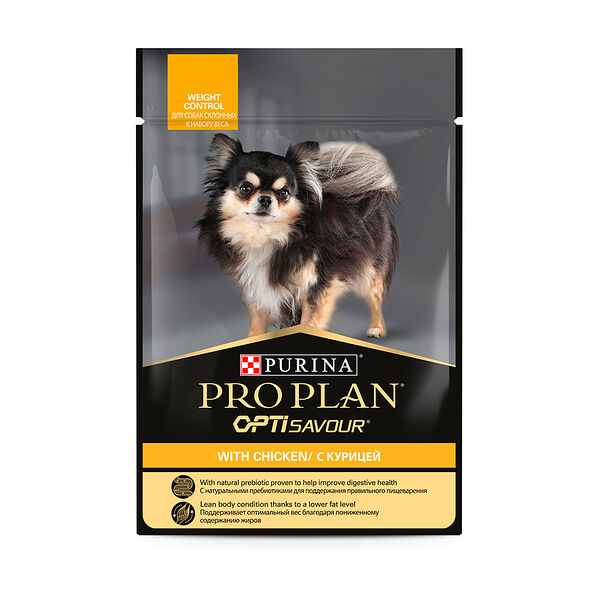 Корм консервированный для взрослых собак PURINA PRO PLAN Adult с курицей в соусе, склонных к набору веса, для мелких и карликовых пород