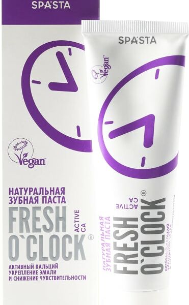 Зубная паста Spasta Fresh Oclock Активный кальций Укрепление эмали и снижение чувствительности 90мл
