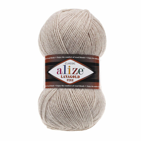 Пряжа ALIZE 'Lanagold fine' 100 гр. 390м (49%шерсть, 51% акрил)(152 беж меланж)