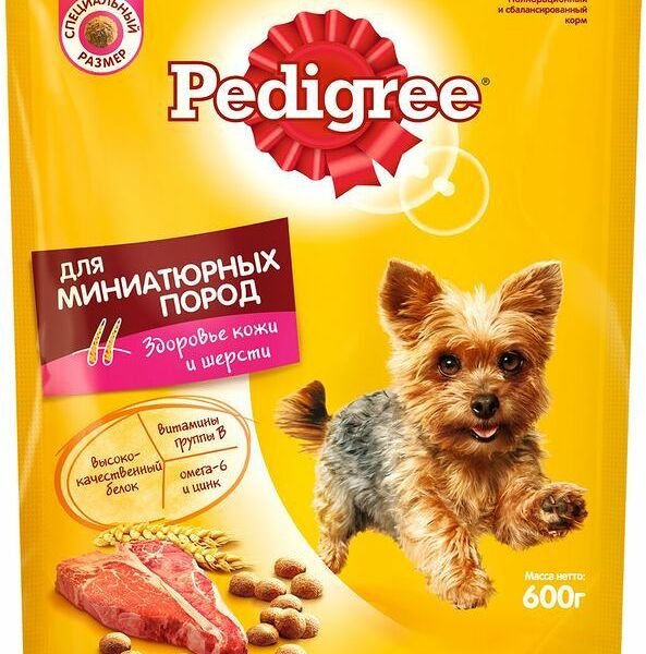 Корм для взрослых собак миниатюрных пород Pedigree с говядиной