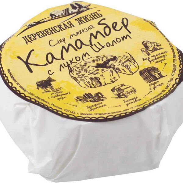 Сыр мягкий Камамбер Деревенская жизнь с луком шалот 55%