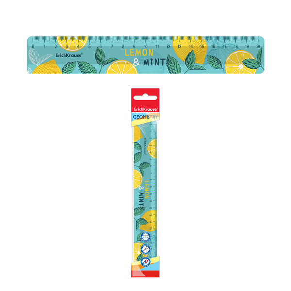 Линейка пластиковая 20см ErichKrause Lemon&Mint, флоупак 58116