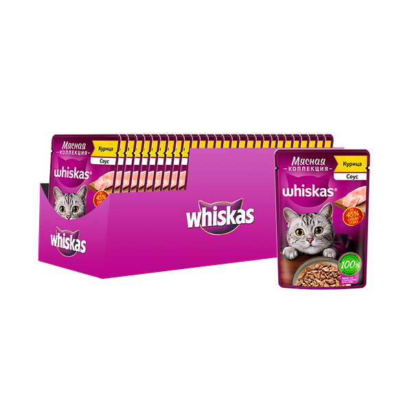 Корм для кошек WHISKAS Meaty курица пауч 75г (упаковка - 28 шт)