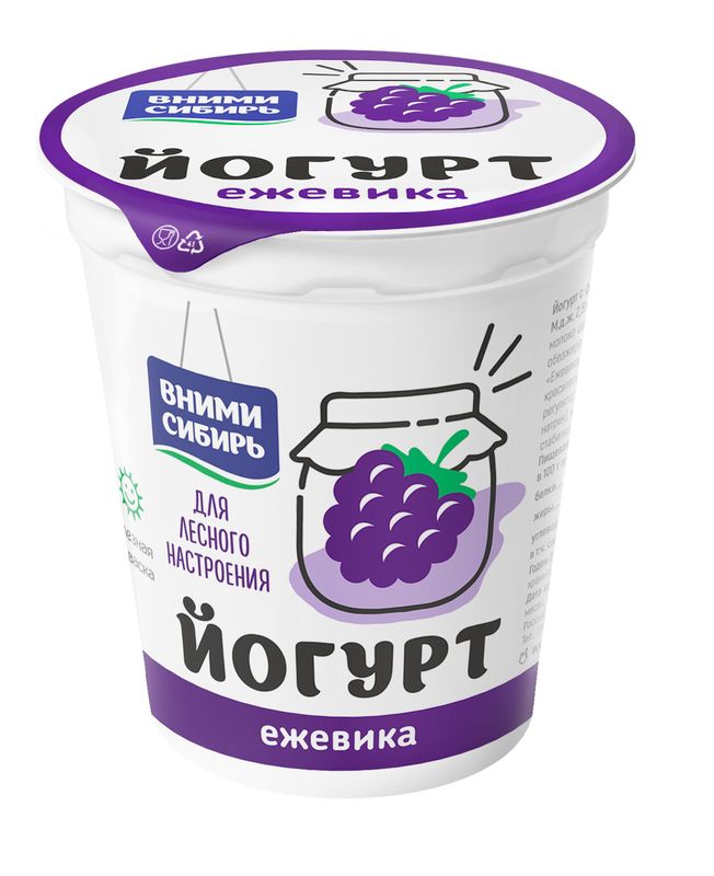 

Йогурт Вними-Сибирь ежевика 2.5 % 330 г