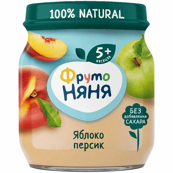 Пюре ФрутоНяня яблоко-персик с 5 месяцев, 100г