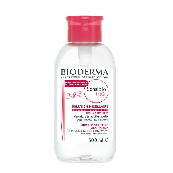 Вода мицеллярная Bioderma Sensibio H2O для чувствительной кожи лица с помпой 500 мл