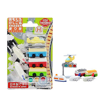 Резинки стирательные «Транспорт» в блистерной упаковке, Iwako, набор из 6 штук, Япония