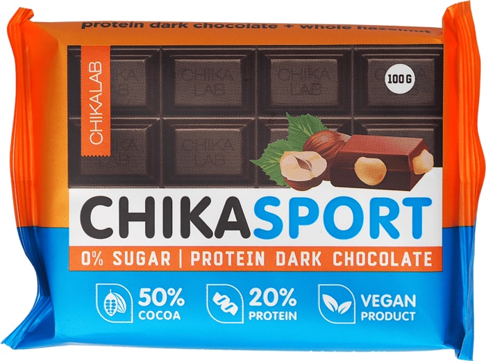 

Шоколад протеиновый Chikalab ChikaSport Тёмный с фундуком 100 г