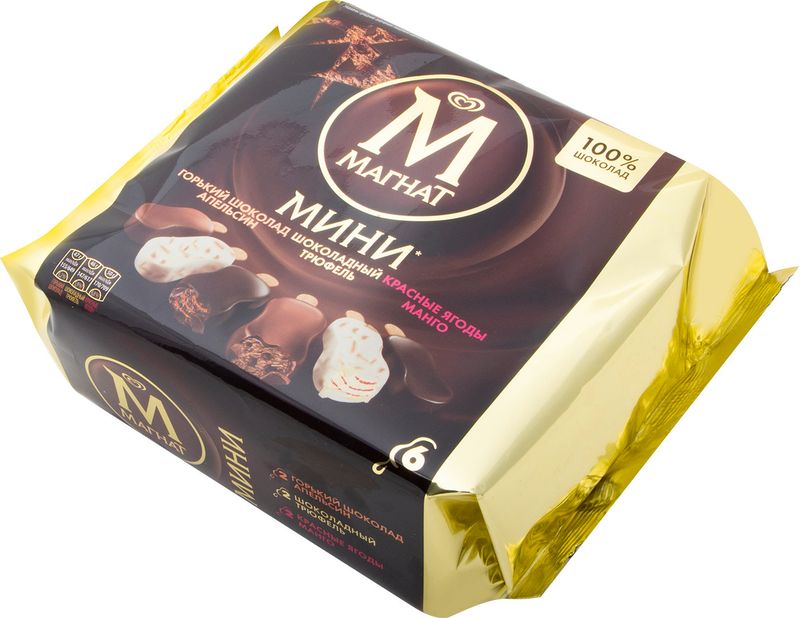 

Эскимо Магнат Мини сливочное горький шоколад,апельсин,трюфель, красные ягоды 8% 286 г